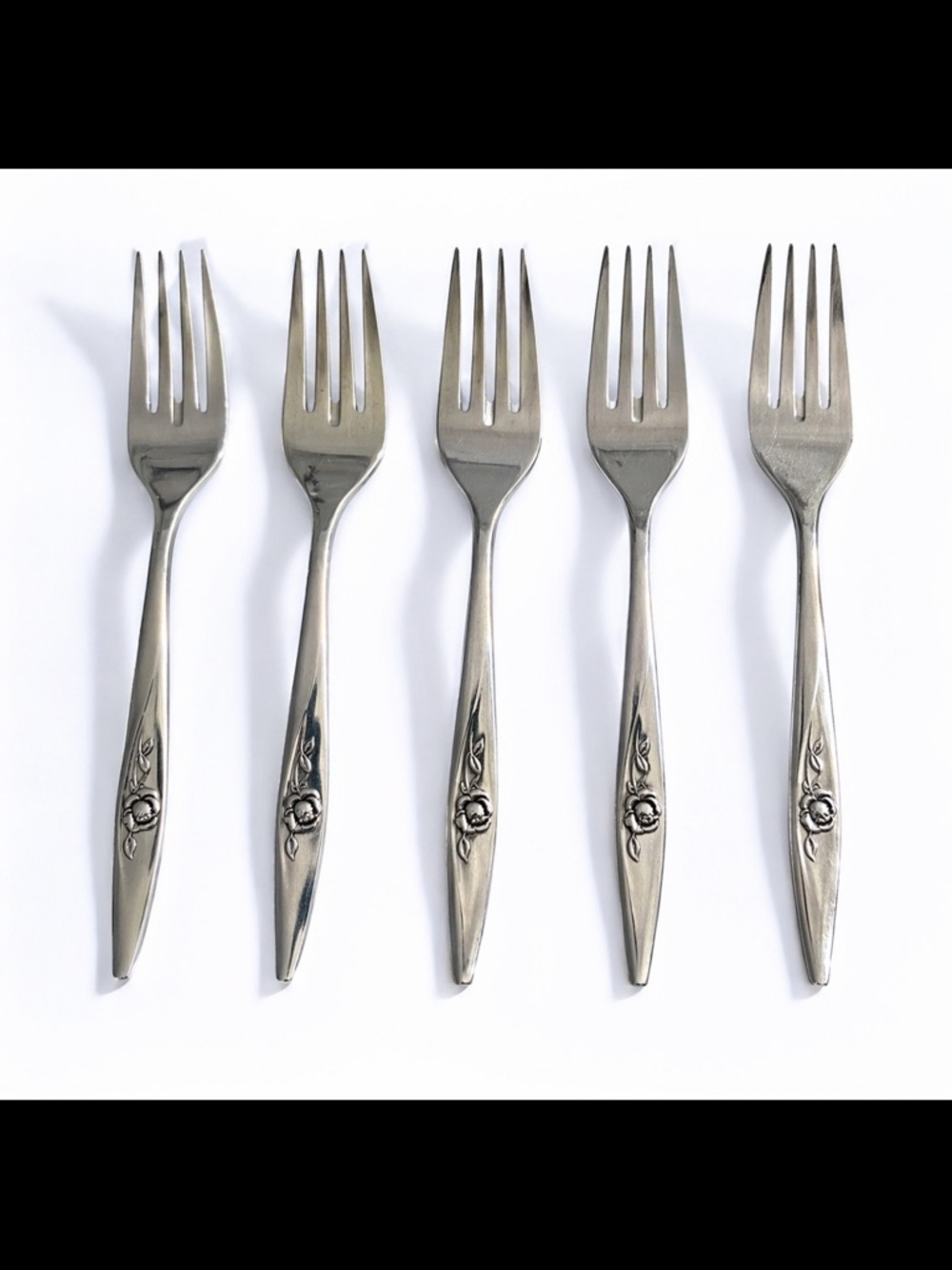 Oneida Lasting Rose Forks Set of 5 Stainless Steel Vintage Floral Flatware